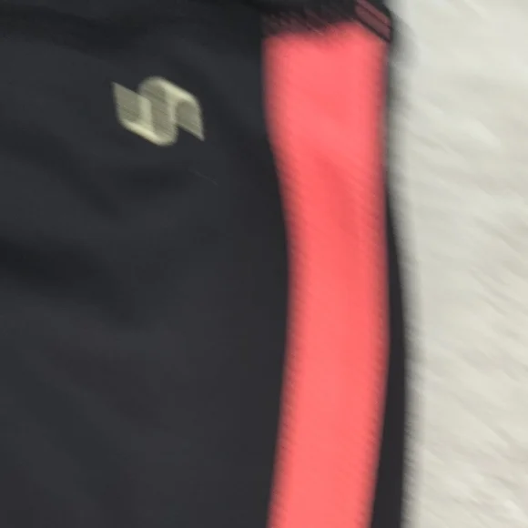 Black High-Rise Leggings with Coral Side Stripe - Picture 8 of 8